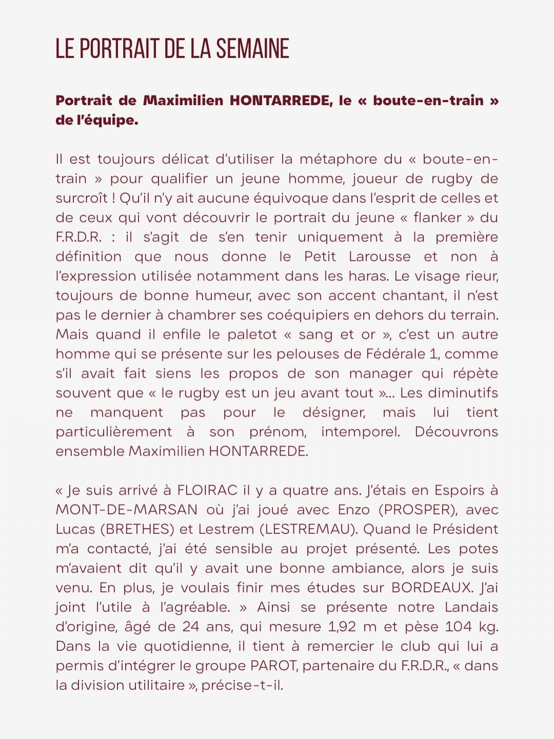 Portrait de la semaine 🎨Maximilien HONTARREDE, le « boute-en-train » de l’équipe.Le « boute-en--2