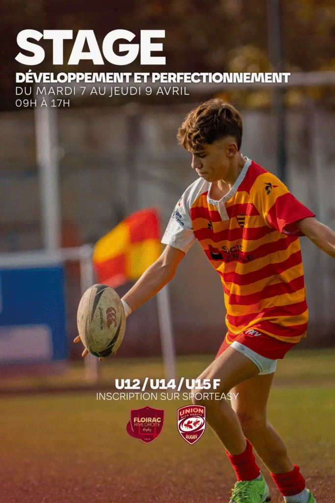 Lire la suite à propos de l’article STAGE DE DÉVELOPPEMENT ET PERFECTIONNEMENTFLOIRAC RIVE DROITE RUGBY 🔥